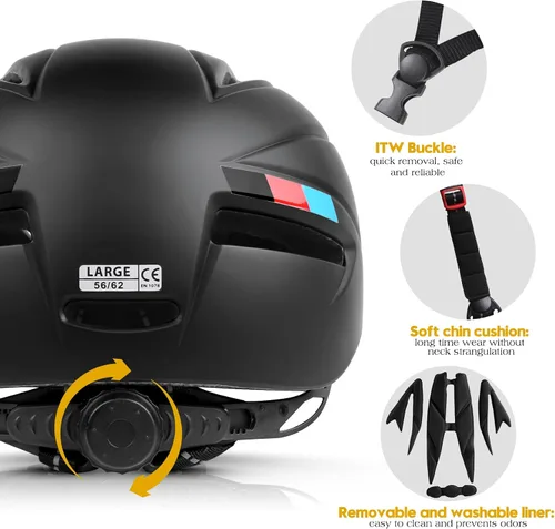 Vista 8 de Shinmax Bike Helmet for Men Women, Bicycle Helmet with Detachable Magnetic Goggles Adjustable for Adult Road Biking Mountain Cycling Helmet