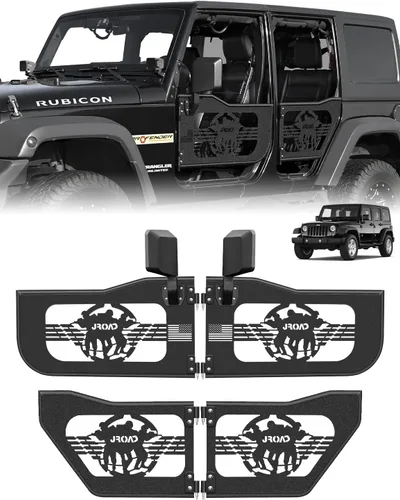 Vista 7 de JROAD Wrangler JK - Puertas tubulares de verano para Jeep Wrangler JK Unlimited de 2 puertas (excluye los modelos JL y JT) Puertas delanteras 2
