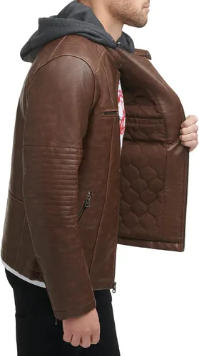 Vista 4 de Levi's Chaqueta Racer con capucha de piel sintética para hombre
