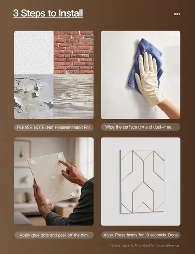 Vista 6 de Paneles acústicos, paneles de pared acústicos autoadhesivos, 12 piezas Chevron Peak - Blanco pálido