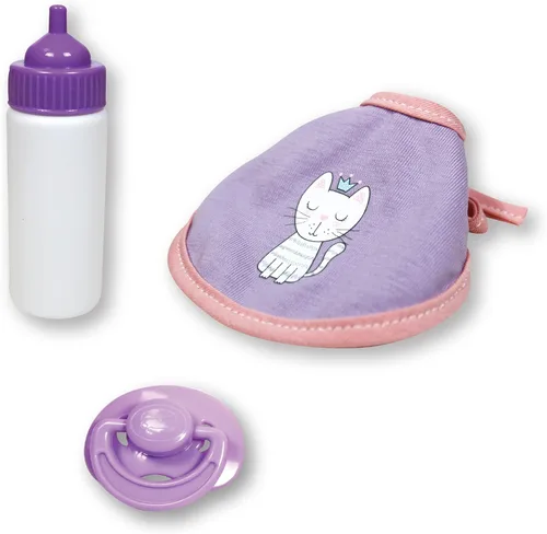 Vista 7 de Lissi: Muñeca Bebé Interactiva Jamie - 15" Gatito Rosa - Que Habla, 5 Sonidos de Bebé, Biberón, Babero, Chupete, Presiona Mano, Pies y Barriguita
