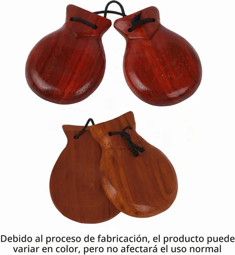 Vista 6 de Castañuelas españolas de caoba profesional, castañuelas de percusión de madera de percusión, instrumento musical para musical, 2.244 in x 3.071 in