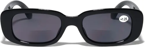 Vista 2 de BIFOCAL - Lentes de sol de lectura rectangulares para mujer, diseño de leaopard