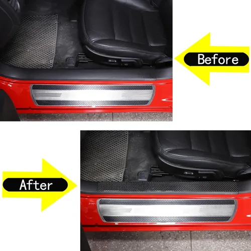 Vista 2 de Adhesivo para cubierta del umbral de la puerta interior del automóvil compatible con Chevy Corvette C6 2005-2013, calcomanía para protección