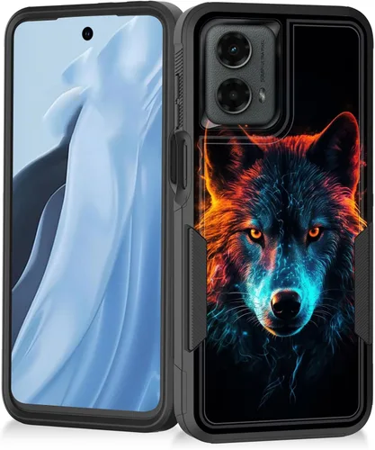 Vista 174 de Funda para Moto G Play 4G 2024, resistente de doble capa híbrida de policarbonato duro, goma suave, a prueba de golpes, funda protectora resistente
