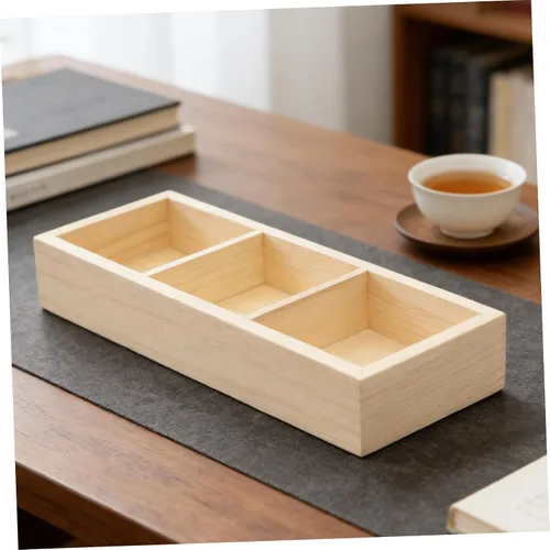 Vista 7 de Tea Bag Storage Organizer Wooden 3 Compartment Box for Coffee Bars