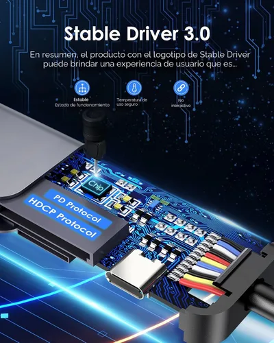 Vista 6 de LENTION Hub USB C 7 en 1, HDMI 4K a 60Hz, PD de 100 W, lector de tarjetas Gris espacial