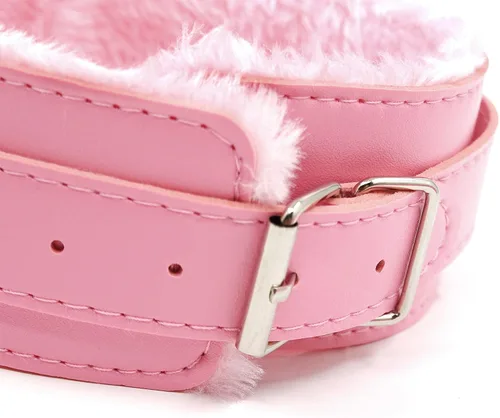 Vista 3 de paloli Pink Choker Necklace for Women Leather Collar Fluffy Punk Leash Neck Choker Gothic Cosplay Sexy Jewelries