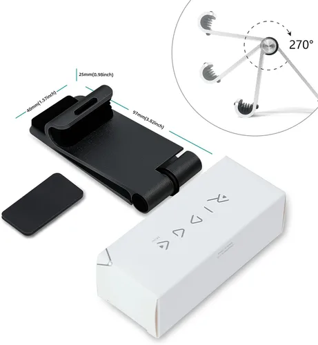 Vista 5 de Rmour Soporte plegable para teléfono celular para escritorio, soporte de teléfono portátil de aluminio ajustable, compatible con iPhone 15, 14, 13