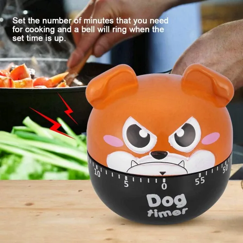 Vista 3 de Temporizador de cocina mecánico con forma de perro lindo temporizador de cuenta regresiva de 55 minutos, no requiere batería, reloj de cocina