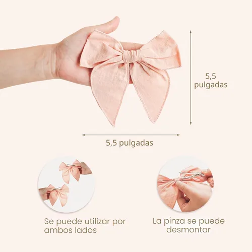 Vista 3 de Niceye Fable Lazos para el Cabello de Niñas de Algodón y Lino Pinzas de Cocodrilo para el Cabello para Niñas Pequeñas Niños Pequeños Accesorios