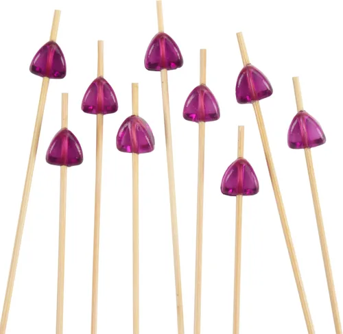 Vista 10 de BambooMN Pinchos decorativos de acrílico transparente de 5.9 pulgadas para sándwiches de frutas y cócteles de bambú para eventos de catering Claro