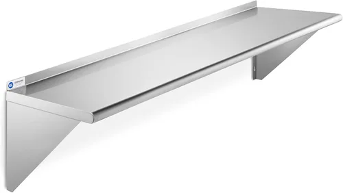 Vista 9 de GRIDMANN Estante de montaje en pared de acero inoxidable de 12 x 24 pulgadas con protector contra salpicaduras, grado comercial, estantería