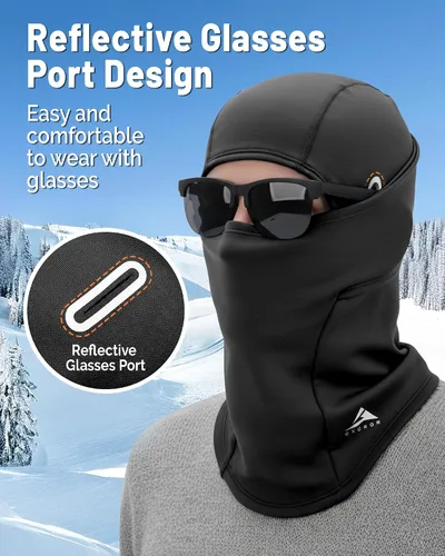Vista 5 de GXCROR Pasamontañas de esquí para hombres y mujeres, máscara facial de invierno para clima frío, resistente al viento, térmica, motocicleta