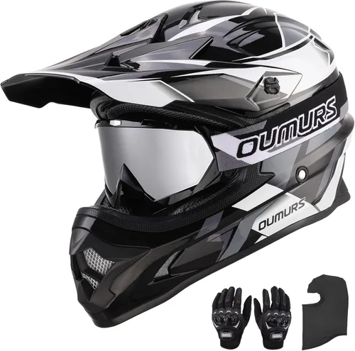 Vista 16 de OUMURS DOT Adult ATV Dirt Bike Helmet with Goggles Gloves & Mask Adjustable Sun Visor Motorcycle Adults Helmet Off-Road Motocross Downhill Moped MX