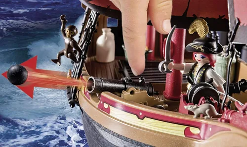 Vista 5 de Playmobil 70411 Pirates - Barco pirata flotante grande con cañón
