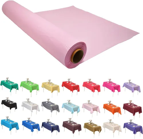 Vista 25 de Rollo de plástico para cubierta de mesa color verde manzana, 40 pulgadas x 100 pies, rollo de plástico resistente para cubierta de mesa de banquetes