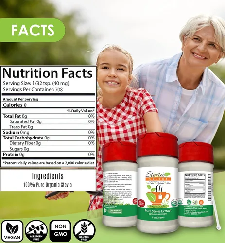 Vista 6 de Stevia Select Paquete de 2 líquidos de stevia en polvo y stevia pura orgánica