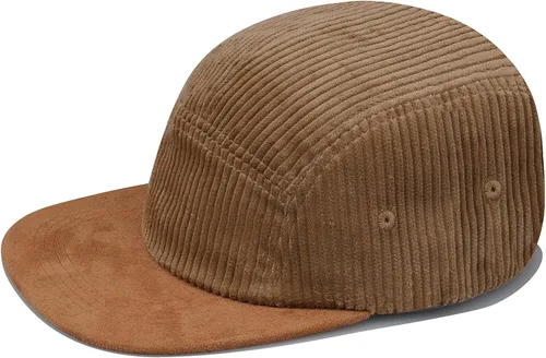 Vista 2 de CLAPE Gorra de béisbol de 5 paneles de ala plana Snapback Gorra de Campamento Ajustable Gorra de Pana Sombrero de Papá Sombrero de Suede Peak Ball
