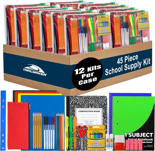 Vista 8 de Trail maker Kit de material escolar de 45 piezas para grados K-12