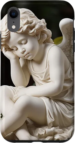 Vista 24 de Funda para iPhone 12 Pro Max con diseño de ángel durmiente para jardín, estatua de querubín