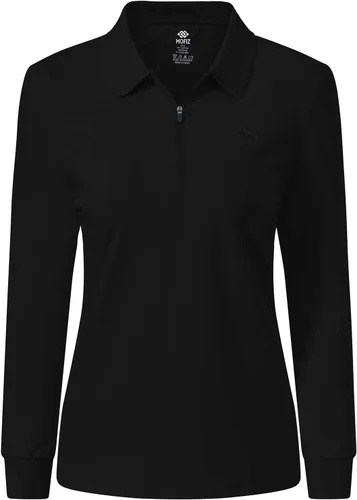 Vista 33 de JINSHI Polo de golf para mujer, de manga larga, con cremallera, deportiva, de secado rápido, atlética, casual, ajustada