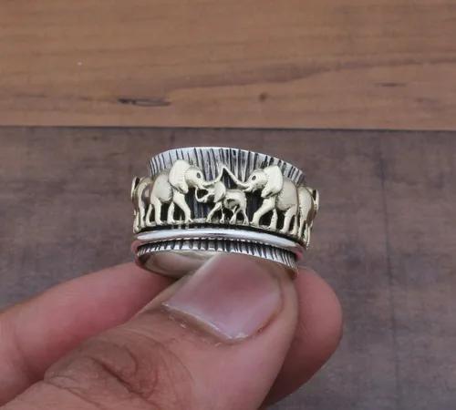 Vista 47 de Boho Spinner Ring, Mothers Day Gift, Silver 925 Women Ring, Sterling Silver 925 Ring, Fidget Spinner Ring,Women Silver Anxiety Ring