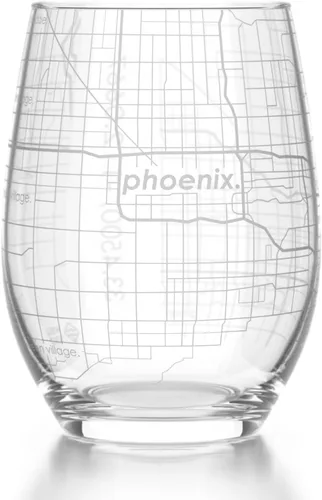 Vista 16 de Well Told Copa de vino sin tallo grabada con mapa de Atlanta, Georgia (15 oz, transparente) - Mapa de ciudad grabado, vaso personalizado, regalos