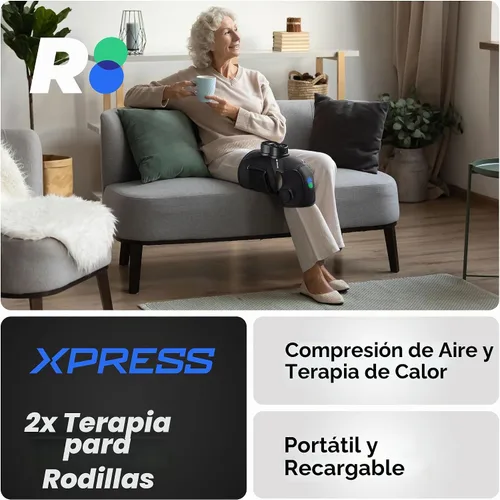 Vista 2 de REATHLETE Masajeador de rodilla Xpress para aliviar el dolor Masajeador de piernas con calor y compresión