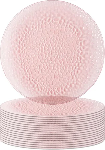 Vista 47 de PARTY BARGAINS Placas de carga de 13 pulgadas, paquete de 4, borde dorado transparente, cargadores desechables resistentes para comedor elegante Un