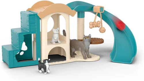 Vista 12 de Schleich Farm World - Juego de figuras de gatos y gatitos lindos - Juego de 9 piezas realistas de mamá gata y gatito bebé, juego grande para niños
