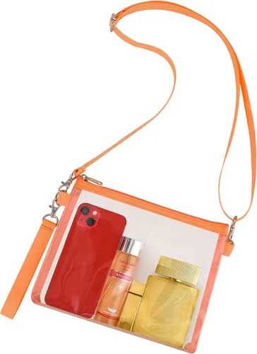 Vista 8 de Bagenius Clear Purse Stadium Approved, Crossbody Bag with Detachable Straps Negro