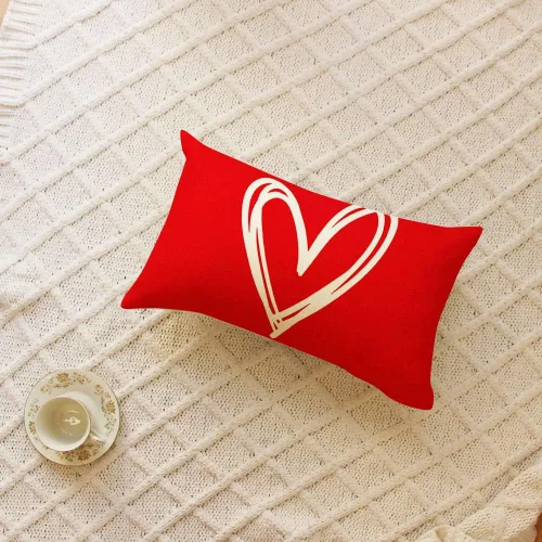 Vista 4 de Ogiselestyle Funda de almohada de corazón de amor, 12 x 20 pulgadas, para el día de San Valentín, día de la madre, aniversario, boda, decoración