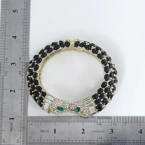 Vista 5 de EVER FAITH Cristal austriaco adorable besos leopardo animal pulsera oro