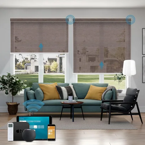 Vista 41 de Cortinas enrollables inteligentes de filtrado de luz motorizadas compatibles con HomeKit, persianas inteligentes para ventanas con 1% de apertura