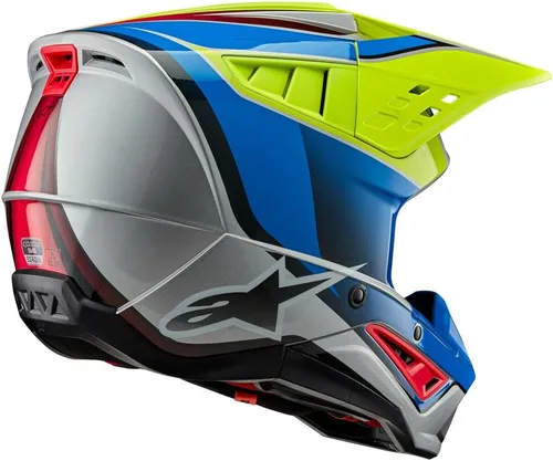 Vista 2 de Alpinestars Supertech - Casco de motocross S-M5 Sail (amarillo fluo/esmalte/azul plateado brillante, talla L)