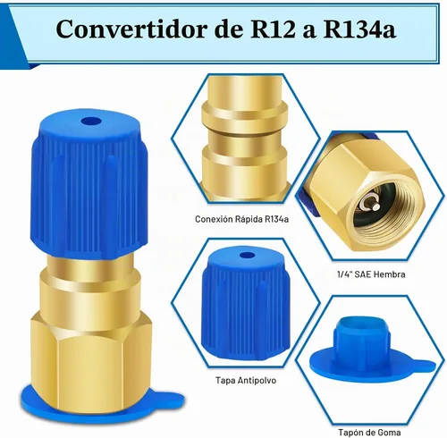 Vista 3 de A/C Kit de válvula de reequipamiento refrigerante conjunto de válvulas, con adaptador de lado bajo R12 a R134A, válvula perforadora bala BPV31