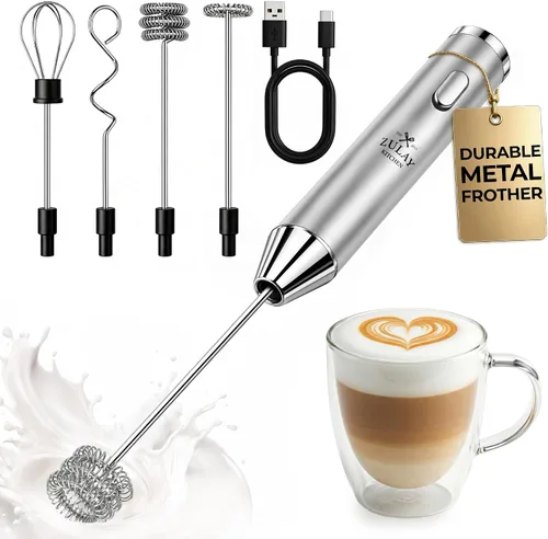 Vista 55 de Zulay Milk Boss Espumador de leche potente manual, hace espuma para latte, batidor para mezclar bebidas, café, miniespumador para capuchino, frappé