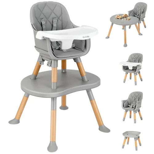 Vista 8 de Ezebaby Silla alta convertible para bebé con mesa y asiento, silla de alimentación ajustable 8 en 1, asiento elevador de comedor de múltiples etapas