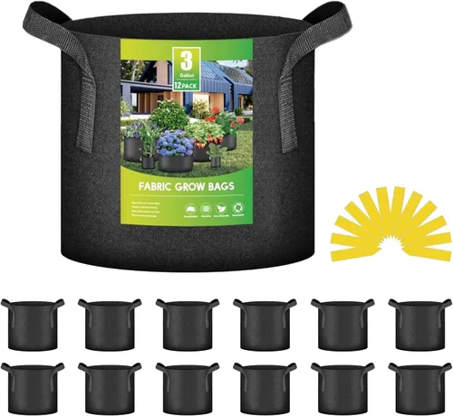 Vista 13 de iPower Paquete de 12 bolsas de cultivo de 1 galón, macetas de tela no tejida de aireación gruesa resistente con asas de nailon y 12 etiquetas