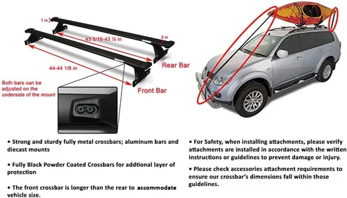 Vista 4 de BrightLines Barras transversales de techo compatibles con Chevy Blazer 2019-2026 para kayak, equipaje y bicicleta de esquí