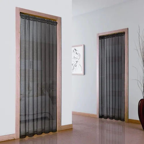 Vista 24 de XTMYI Cortinas negras de 48 pulgadas de largo para dormitorio, juego de 2 paneles, bolsillo para cortinero, cortinas de encaje transparentes