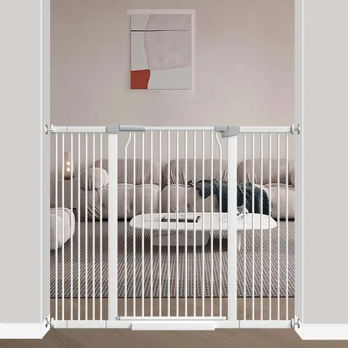 Vista 22 de 40.5" Puerta de bebé extra alta, puerta para mascotas de 29.6"-32.5" extra ancha Montada a presión, Barrera interior a prueba de cachorros, Puerta