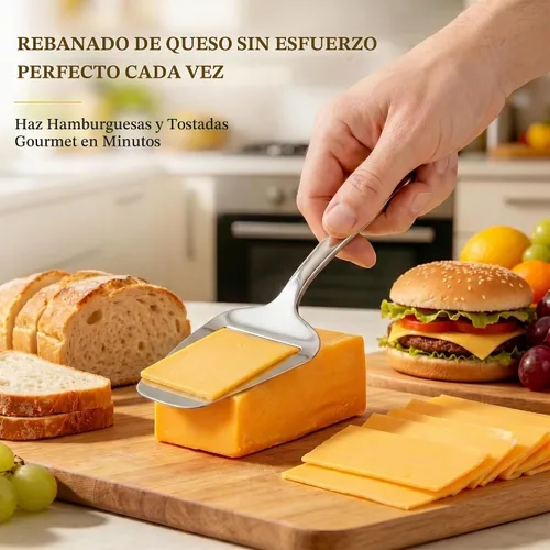 Vista 2 de TOPULORS Cortadora de queso de acero inoxidable de alta calidad, afeitadora antiadherente para rebanadas uniformes, espátula de mano para queso