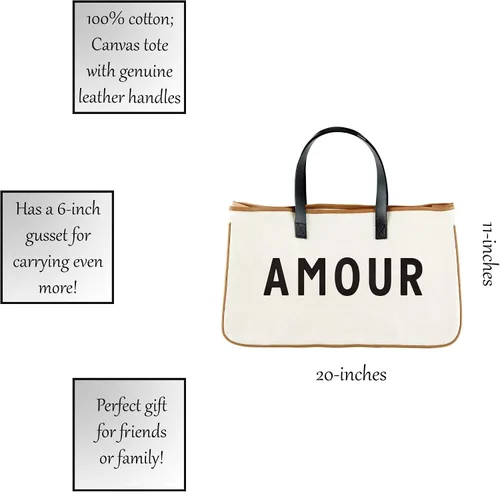 Vista 2 de Santa Barbara Design Studio Bolso de mano Colección Boda Negro y Blanco 100% Lona de Algodón con Asas de Cuero