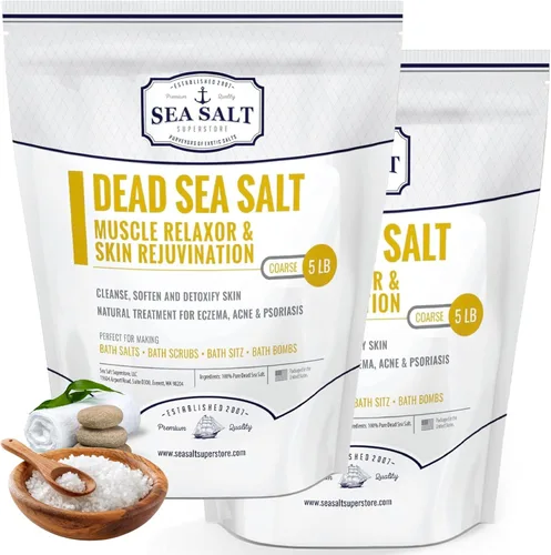 Vista 8 de Sea Salt Superstore Sal natural del Mar Muerto para remojar, sales minerales de grano grueso de Israel, que apoyan la relajación muscular