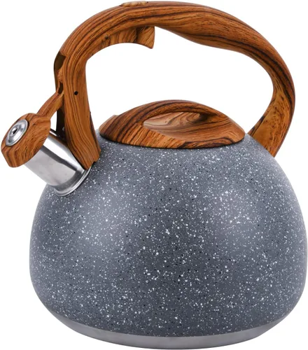 Vista 18 de Hervidor de Té Foedo para Estufa, Teteras Silbantes de 2.6 Cuartos para Estufa, Mango Plegable Resistente al Calor, Tetera Bonita (Beige)