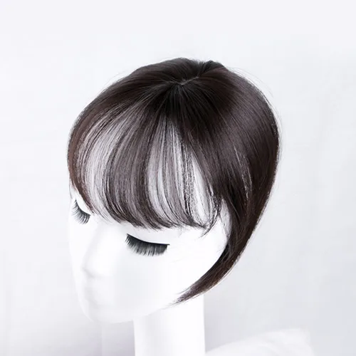 Vista 3 de Mini postizo de flecos recto clip en la frente con extensión de flequillo Wispy Negro Marrón