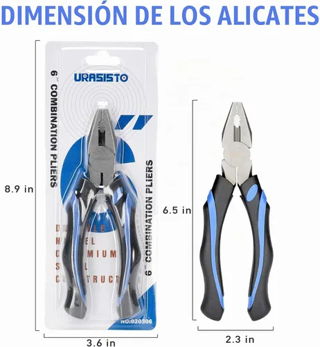 Vista 7 de URASISTO Alicates Linesman de 6 pulgadas con construcción de acero cromo níquel de alta resistencia