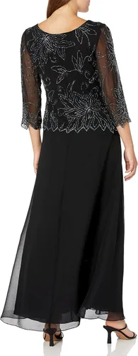 Vista 2 de J Kara Vestido con cuentas florales 3/4 para mujer Negro (black/Gun)